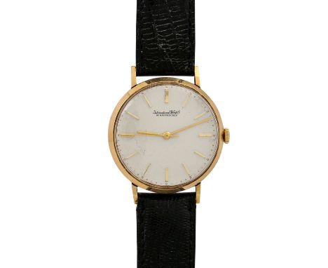   INTERNATIONAL WATCH COMPANY Vintage Herrenuhr. Ca. 1960er Jahre.   Gold 18K. Handaufzug-Werk, Kaliber 89. Lederband mit ori