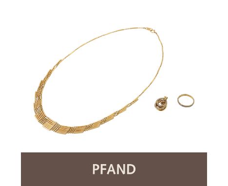   PFANDAUKTION - 1 Collier, 1 Ring, 1 Anhänger mit Brill.   1 Collier, 1 Ring, 1 Anhänger mit Brill. (18K 16,5 gr.) Pfandnumm