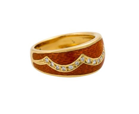   VICTOR MAYER Ring emailliert mit Brillanten   zus. ca. 0,20 ct, gute Farbe u. Reinheit, GG 18K, 9,4 gr, RW: 57, Ende 20. Jh