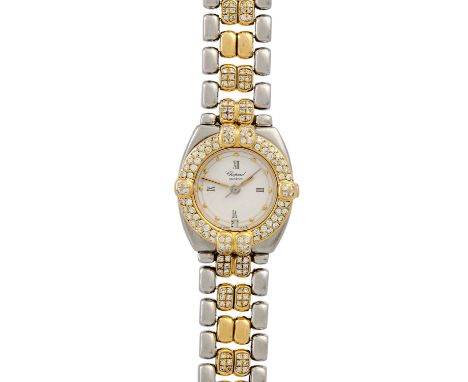   CHOPARD Gstaad Lady, Ref. 8112. Damenuhr.   Edelstahl/Gold 18K, Lünette und Band mit Diamanten. Quarz-Werk. Deutliche Gebra