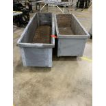 2 Heavy Duty Wooden Bins on Wheels 1- 102" X 28" X 29". 1- 77" X 29" X 30".