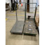 2 Heavy Duty Warehouse Flatbed Carts w/ Handles. 48" X 24" Handle Height is 56" Platform Height is