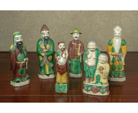 A GROUP OF SANCAI GLAZED FIGURES Including a Fu Lu Shou group
Additional note from the vendor:&nbsp;
Disclaimer: I make not a
