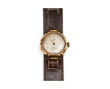 A ROSKOPF 14K GOLD LADIES WRISTWATCH
With manual wind 15 jewel movement, the dial with Arabic numerals and subsidiary seconds