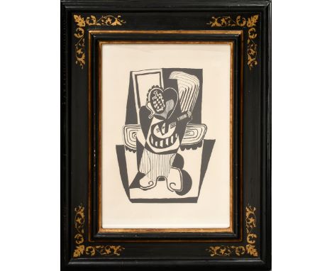 Plattenrahmen nach Renaissance Vorbild mit Vergoldung, mit Druck "Hélène chéz Archimede II" nach Pablo Picasso, FM 41x31cm, R