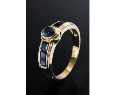 Gelbgold 750 Ring mit Saphiren im Cabochon- und Carréeschliff (5g, Gr. 61)