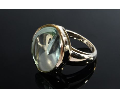 Formschöner Gelbgold 375 Phrenit Ring, 8,2g, Gr. 51