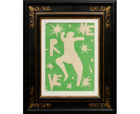 Plattenrahmen im Renaissance-Stil, z.T. vergoldet, mit Druck aus “Revue Verve Vol. IV, Nr. 13" nach Henri Matisse, FM 41x31cm