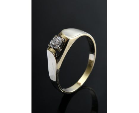 Zarter Gelbgold 585 Brillant Solitär Ring (ca. 0.19ct/P1/TCR), 2,5g, Gr. 56