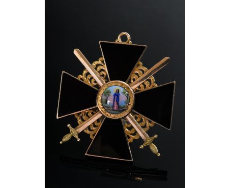 St. Annen Orden, 1. Klasse mit Schwertern, Luxusfertigung mit schwarzem Emaille auf Gold, Russisches Reich um 1900/1910, Pete