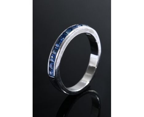 Weißgold 750 Ring mit eingearbeiteter Saphir Carré Leiste, 4,5g, Gr. 56
