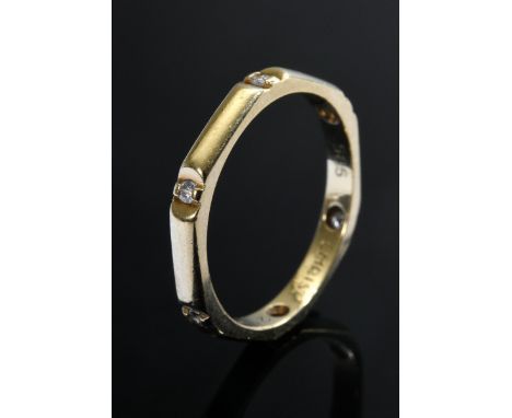 Zarter Gelbgold 585 Ring mit 6 Brillanten (zus. ca. 0,12ct/SI/W), Juwelier Christ, 2,5g, Gr. 54