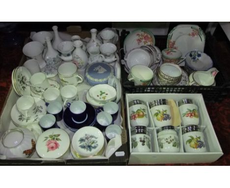 A collection of decorative porcelain to include a set of six Royal Worcester egg coddlers, Wedgwood Jasperwares, 19th century