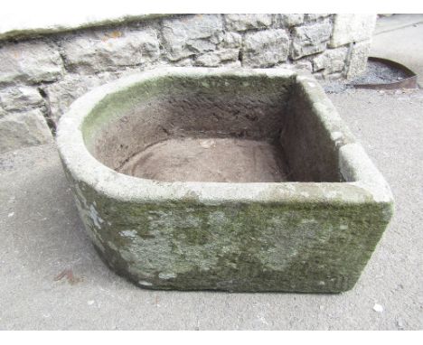 A good quality D end local stone trough, 55cm max