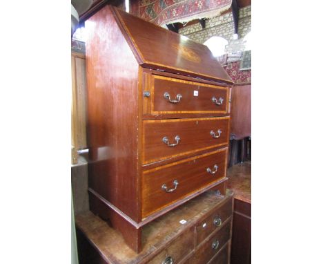 one lot of miscellaneous furniture to include an inlaid Edwardian mahogany bureau with satin wood banding and musical instrum