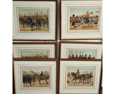 Richard Simkin (1840-1926) - set of eight military pictures to include The Seventh Bengal Native Infantry on parade, The Firs