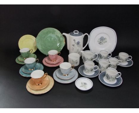 A Royal Albert "Gossamer" part tea service with various mottled decoration; together with a further Susie Cooper "Glen Mist" 
