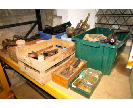 A quantity of miscellaneous, mainly vintage hand tools, to include two Rapier woodworking planes, various Tennon and other sa