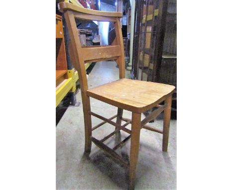 Five vintage elm and beechwood chapel chairs, one with later painted finish