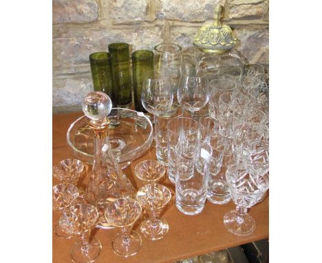 A mixed collection of glassware to include various goblets, rummers, tumblers, etc; together with a further bohemian type dec