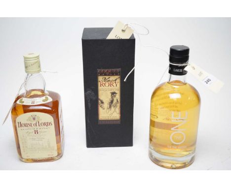 Coquet Whisky 'Black Rory' Premium Blended Scotch Whisky, in box; Lakes Distillery 'The One' British Blended Whisky; and Hous