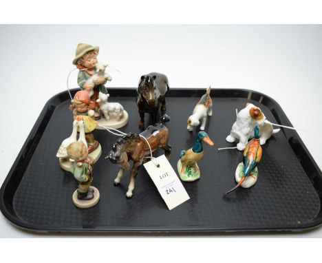 Selection of ceramic animal figures, including: Royal Doulton Sealyham Terrier figure, HN 2508; Beswick horse; Beswick dog; a