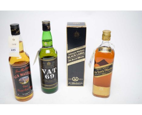 Johnnie Walker Extra Special Black Label Old Scotch Whisky, 12 Years Old, in box; another bottle of Johnnie Walker Extra Spec