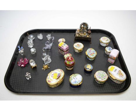 Six Halcyon Days enamel pill boxes; together with other enamel pill boxes by makers including Crummles, Limoges and Toye Kenn