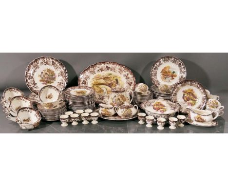 Umfangreiches ca. 113 teiliges jagdliches Restservice, der englischen Manufaktur "Palissy" der Royal Worcester Group, Mitte /