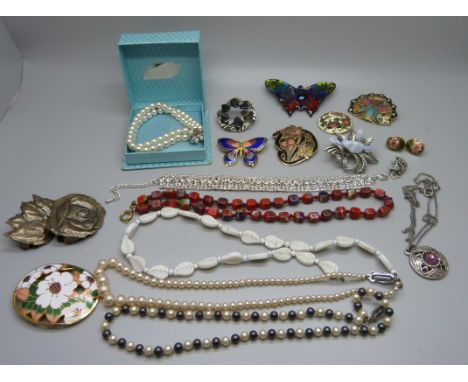 Costume jewellery including cloissone and Celtic 