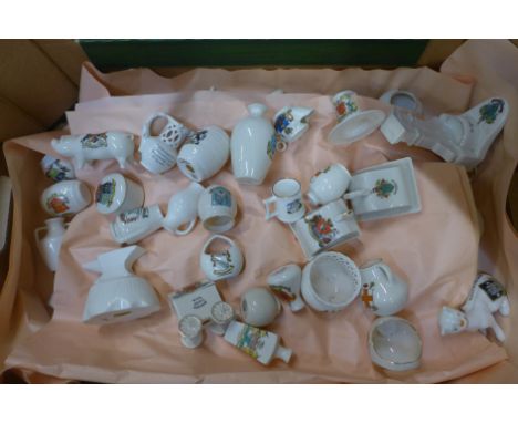 A collection of crested ware, including Goss 