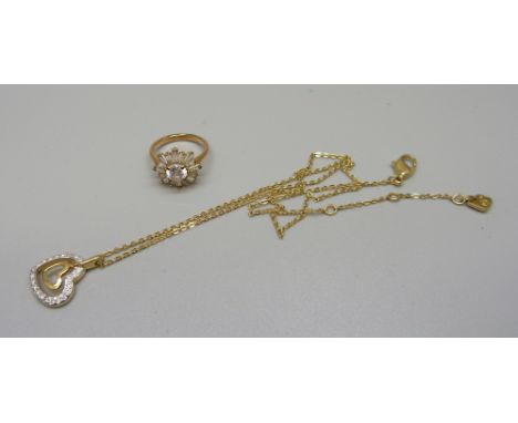 A Swarovski crystal necklace and ring, K/L 