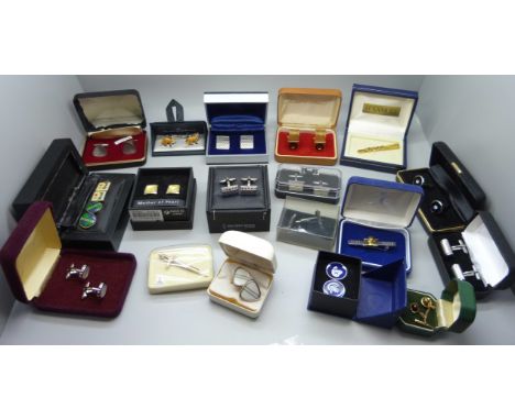 Boxed cufflinks and tie pins 