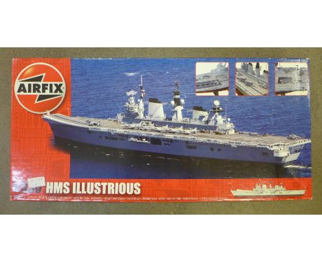 An Airfix HMS Illustrious 1:350 scale model kit 