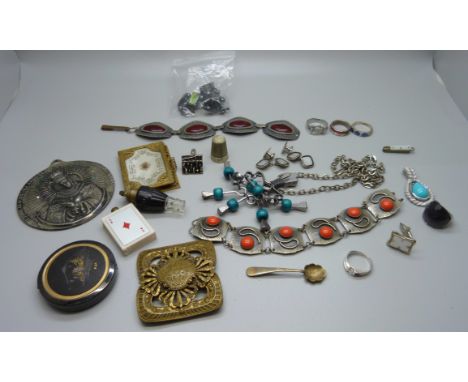 A compact, buckle, lighters, etc. 