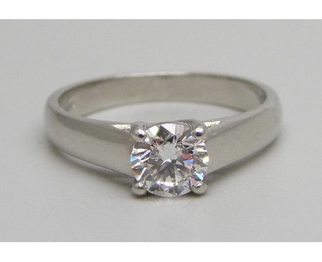 A platinum and laboratory diamond solitaire ring with certificate, 0.70 carat, colour C, clarity VS2, M 