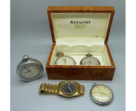 Four pocket watches including Rotary and a Sekonda wristwatch 