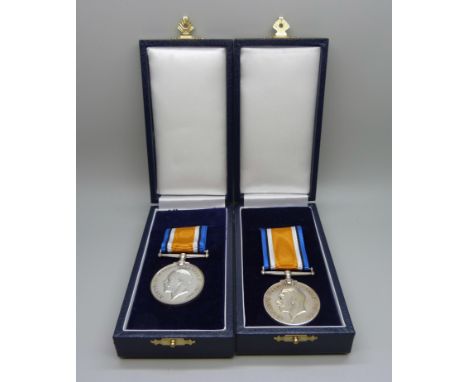 Two WWI medals: M2-156759 Private F. Harbrow, Army Service Corps and 201326 Private John William Rawlings, Durham Light Infan