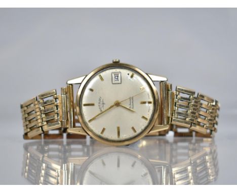 A Vintage 9ct Gold Cased Automatic Rotary Wrist Watch, Champagne Dial with Gilt Hands and Baton Hour Indicators, Date Apertur
