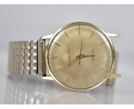 A 9ct Gold Cased Gents Eterna-Matic Centenaire Automatic Swiss Wristwatch, Champagne Linen Dial with Gilt Dauphine Hands, Bat