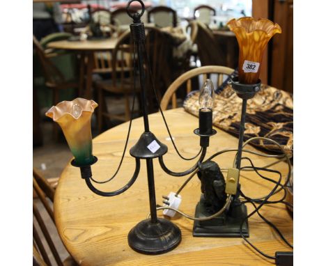 Tiffany style lamp base with owl mount and another similar