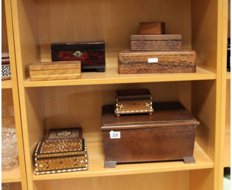 Collection of inlaid boxes, trinket boxes etc.