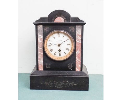 Victorian black marble clock by J.W. Benson, London