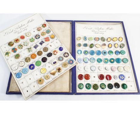 Collection of late 19th century enamel buttons by A Gagniere and Company Limited London.  Presented as tray samples mounted o
