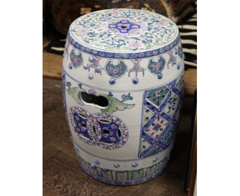Oriental ceramic cylindrical garden seat