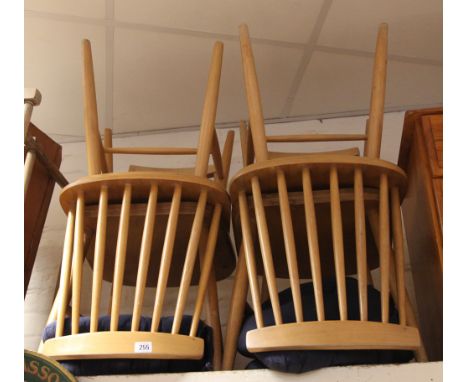 Set of 4 modern beech stick back kitchen chairs