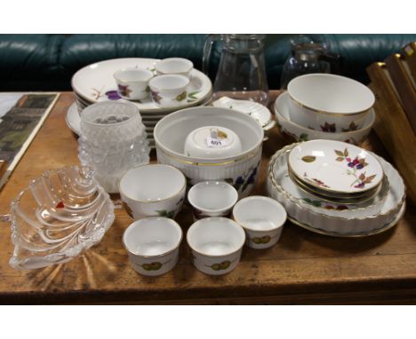 Selection of Royal Worcester Evesham ware, glass jugs etc.