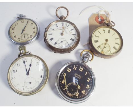 Group of five vintage pocket watches to include services model by Ensign