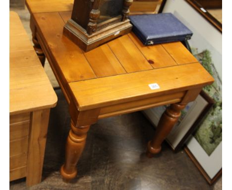 Varnished pine lamp table