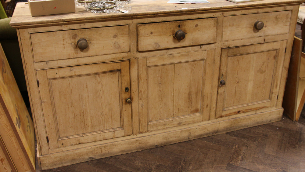 Victorian Stripped Pine Kitchen Dresser Base Fitted 3 Drawers And